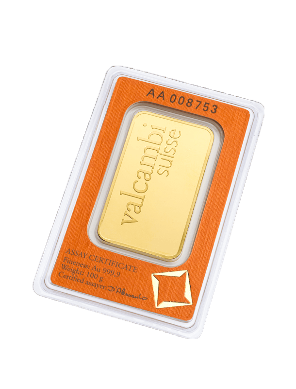 3D render of a pack of 100g gold minted rectangular bars